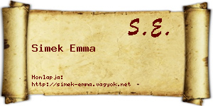Simek Emma névjegykártya
